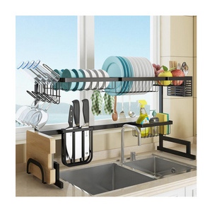 Adjustable Large 2 Tier Over The Sink Dish Rack Stainless Steel Dish Dryer Rack for Kitchen Organizer Storage Space Saver Shelf