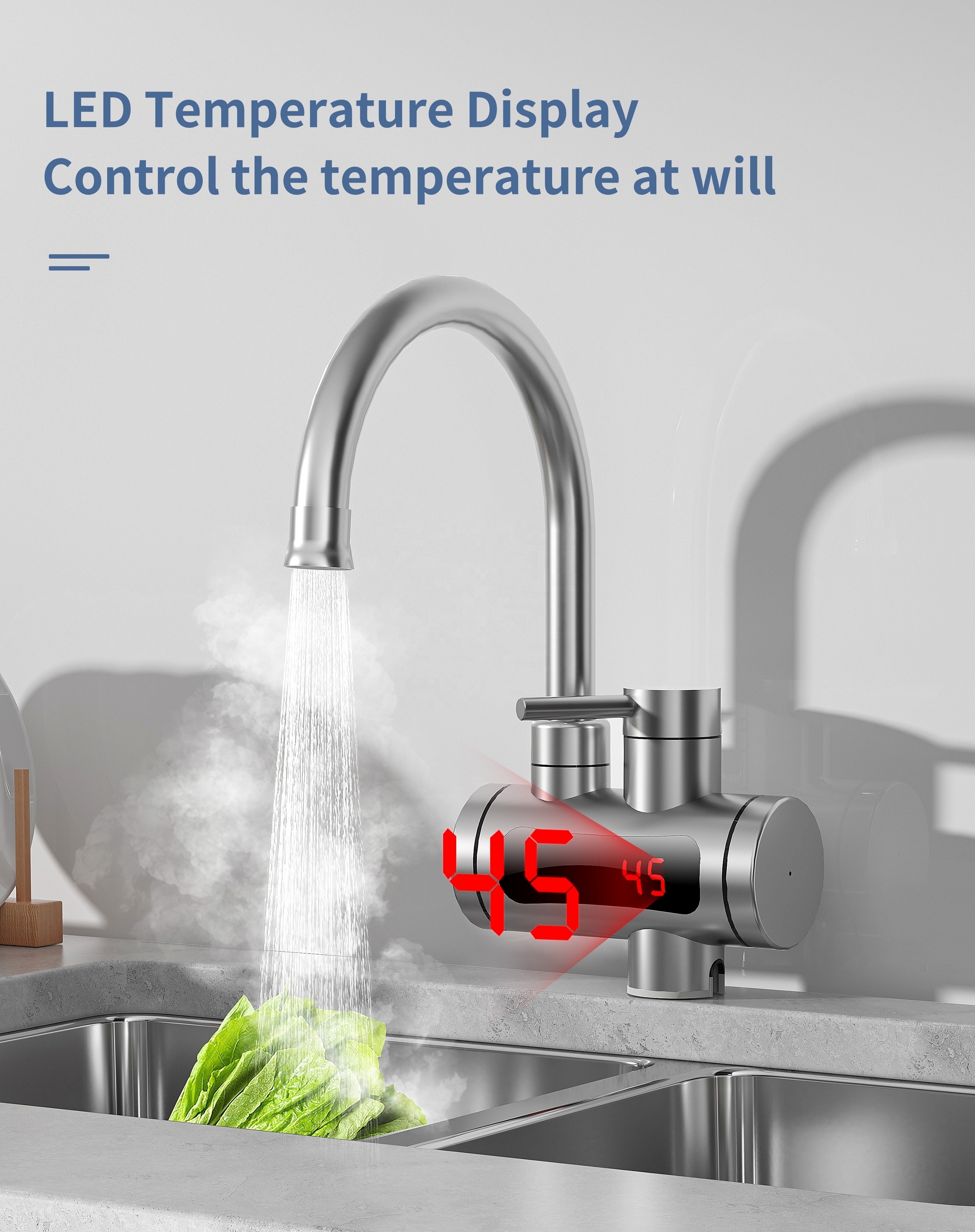 Fast Heating Instant Electric hot Water tap Heater 3S Instant Kitchen Faucets with LED Digital Display