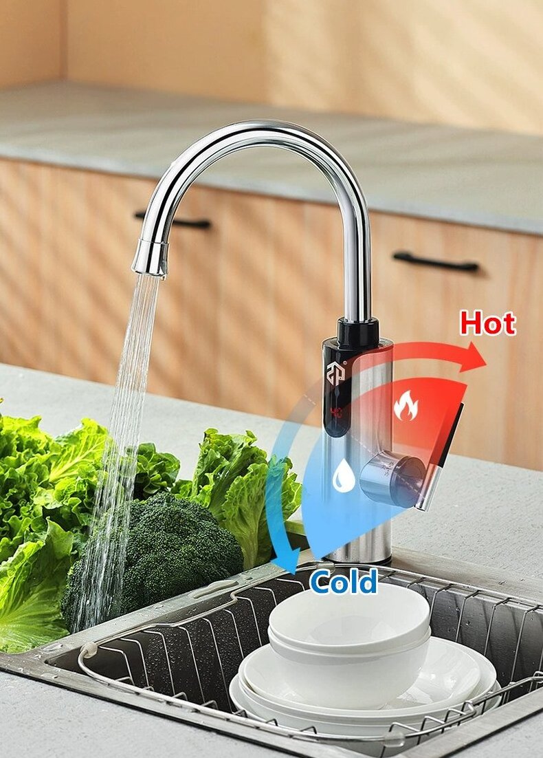 3300W household LED Boiling Tap Electric Water Heater Faucet Instant Electric Hot Water Heater Tap