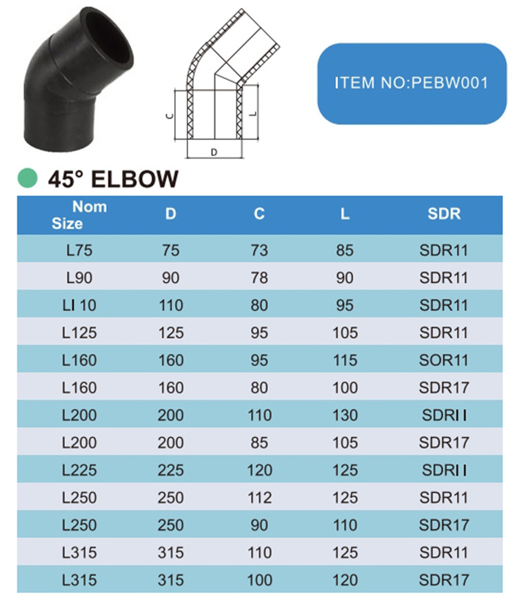 APAS china factory 45 degree Quick Connect Hdpe Pipes Fittings Pe Pipe Compression Fitting Irrigation Fitting For Hdpe Pipe