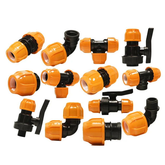 Factory offer PP compression fittings 90 degree male thread elbow fast replacement fittings