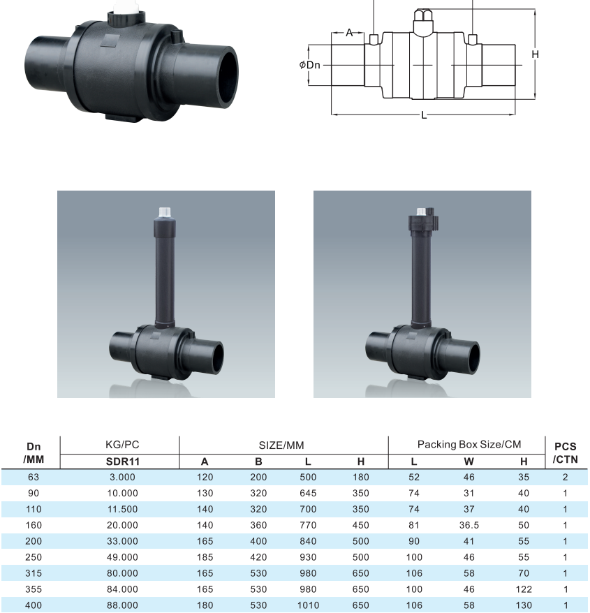 Wholesale PE pipe fitting HDPE standard ball valves for gas