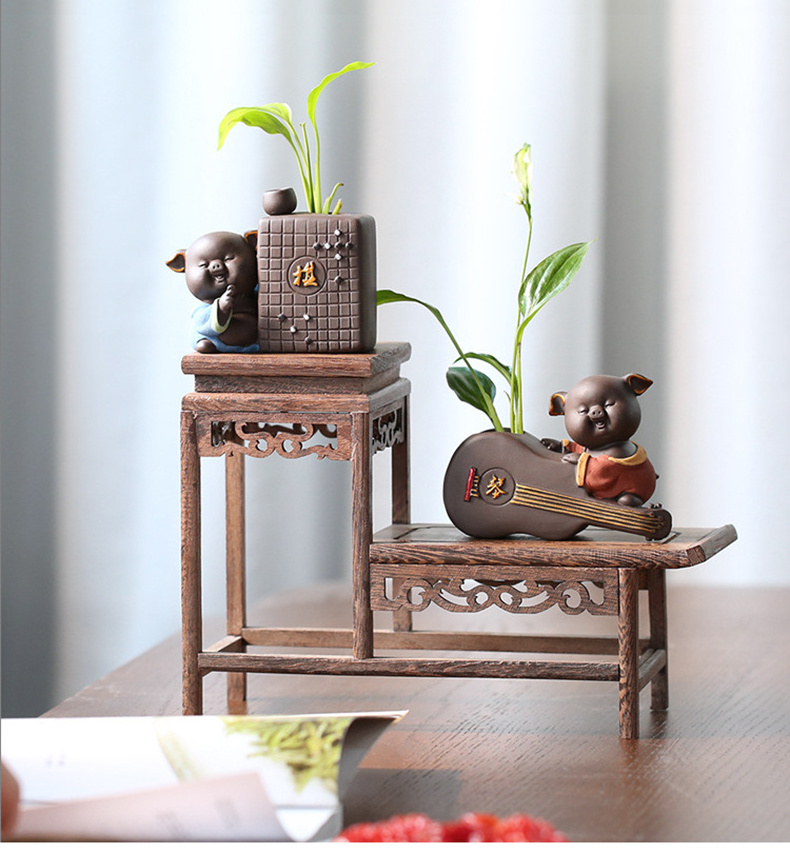 Office teahouse home decor cute little monk hydroponic vase ceramic crafts