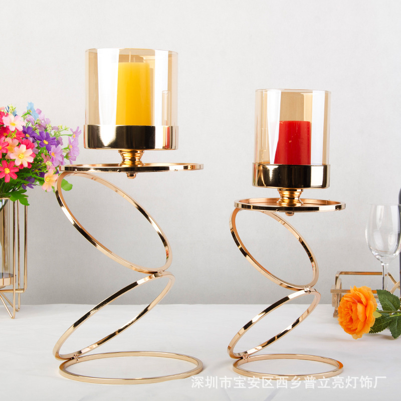 Best Sell Creative High Quality Home Decoration Three Ring Metal Wrought Iron Candle Holder