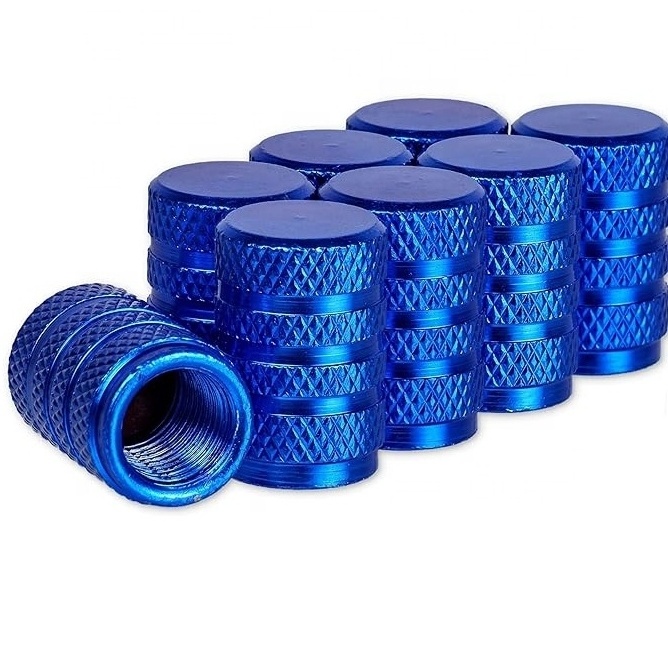 10pcs Blue Aluminum Valve Caps for Car Schrader with Gasket Tyre Valve Caps for Bicycle Motorcycle Scooter Air Dust Cover Caps