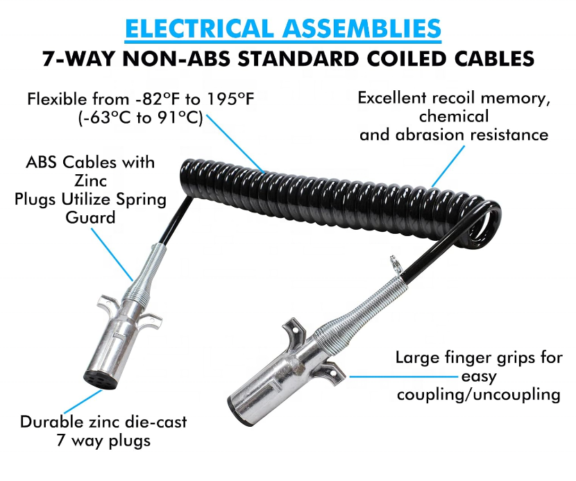 Euro standard 24V Alu 7pin /way nickel ABS spring cable metal trailer plug N type  set/kit with steck 8FT