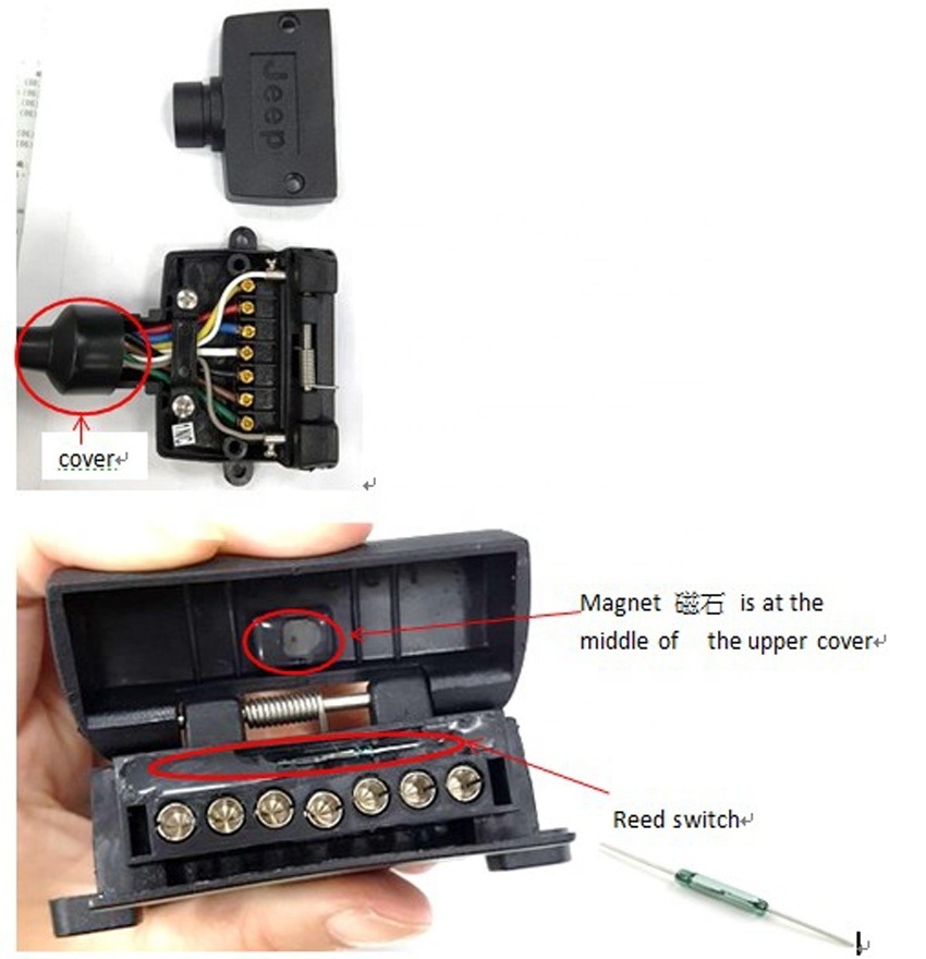 Cheapest flat connector Australia plastic12v  7 pin trailer plug  flat adapter socket with reed switch open circuits connector