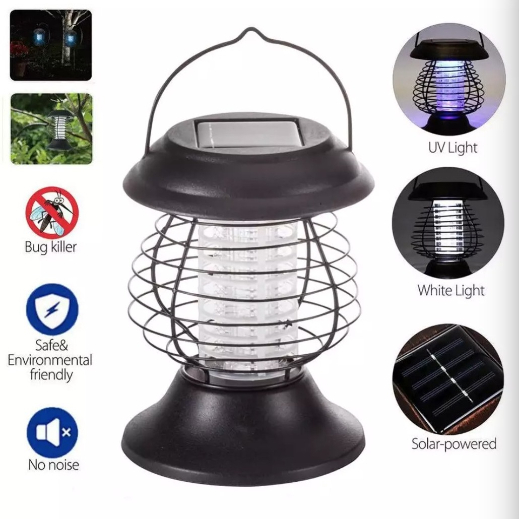 Solar Powered LED Lamp Insect Trap Bug Zapper Mosquito Killer Lantern