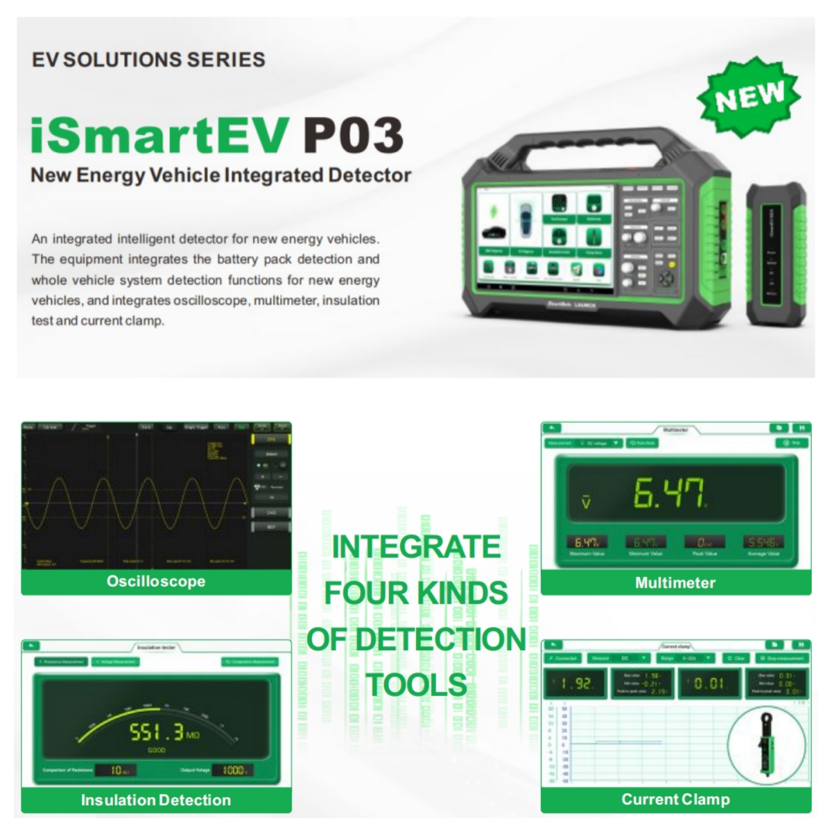 iSmart EV P03 New Energy Vehicle Detector Intelligent Battery Pack Diagnostic Instrument  Auto Car Battery Tester Analyzer