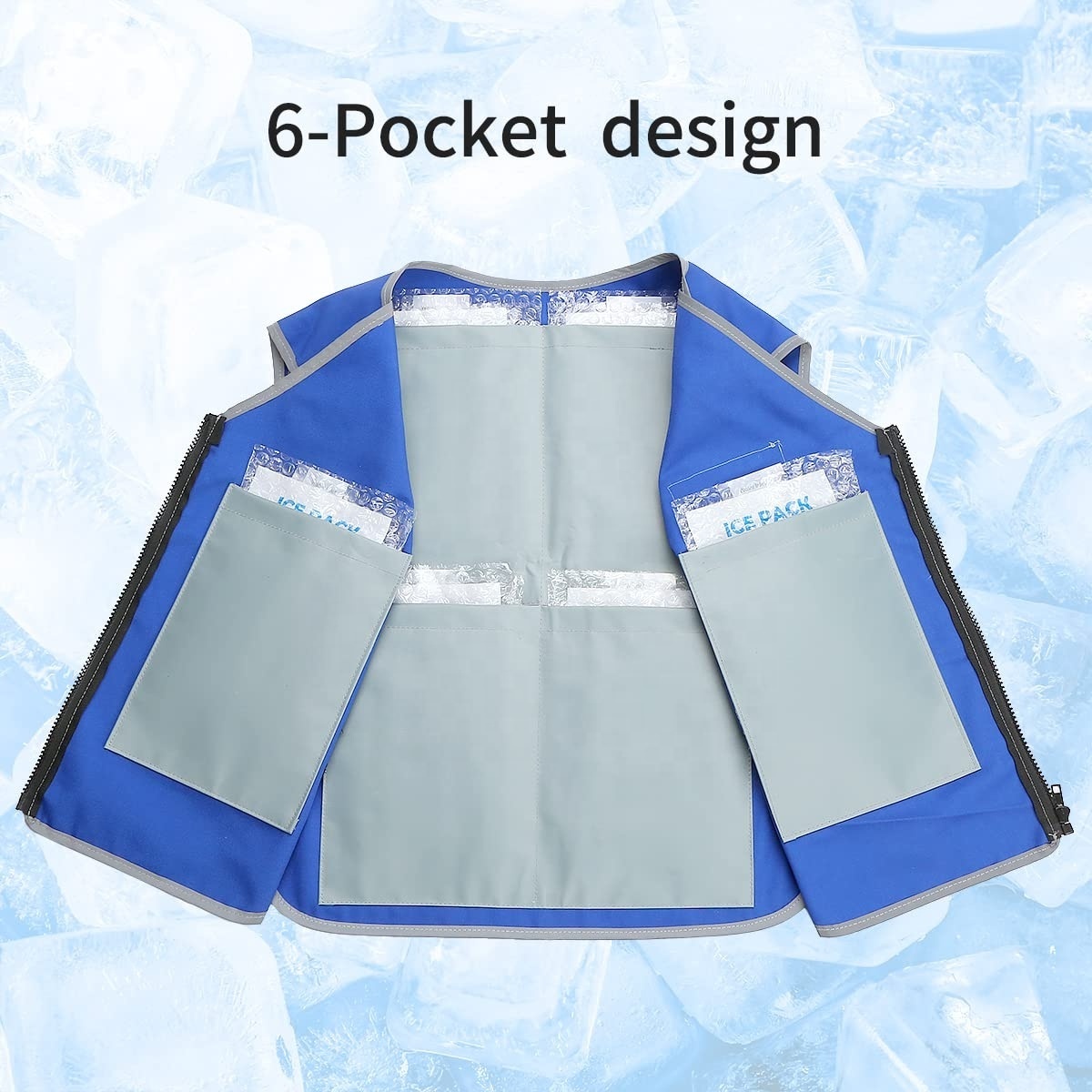 Hot Weather Ice Reflective Cooling Vest Working in the Heat Men Women Cool Jacket with Self Filling Ice Packs