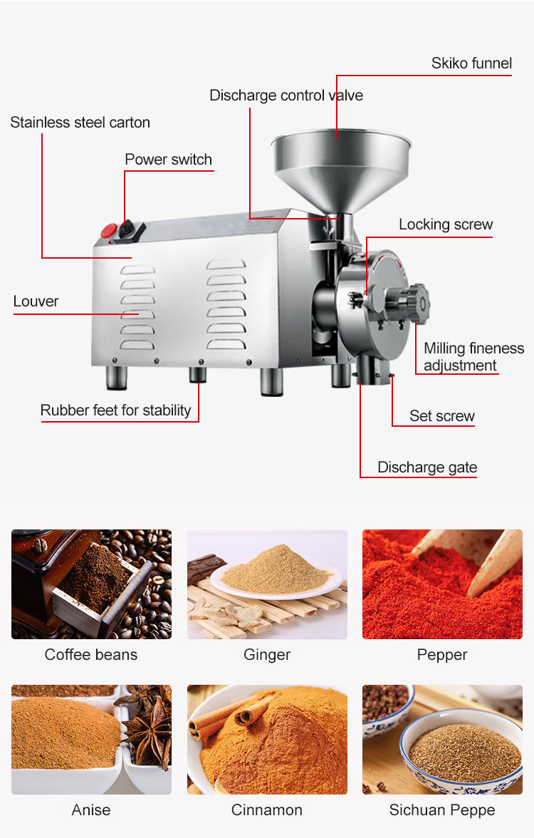 masala grader pepper milling spice mill powder crushing grains grinder sugar salt grinding machine/grain grinder commercial