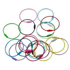 Assorted Paint Colors Wire Keyring Stainless Steel Twist Locks Dog Tag Handcraft DIY Beadable Accessories Cable Loop Key Rings