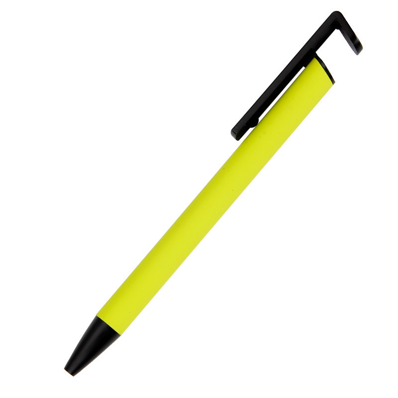 2 in 1 plastic mobile phone stand pen Colored barrel with black clip and tip F shape phone holder ball point pen