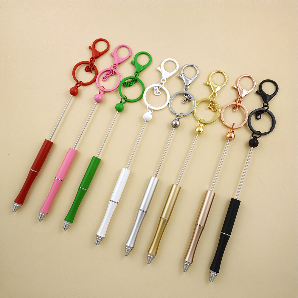 Novedades Custom Design Metal Key Chain Ring Loops Personalized Handcrafts DIY Beadable Keychain with Writing Tool Ball Pen