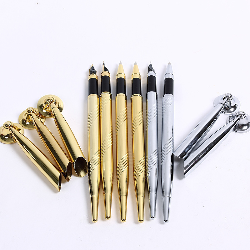 Office Desk Accessories Swivel Funnel Metal Pen Base Stand Desktop Foundation Table Pen Gold Revolver Pen Holder