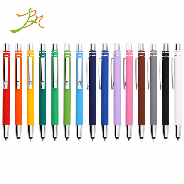 2 in 1 New Marketing Printing Logo Custom Metal Aluminium Alpha Personalized  Paragon Pens with Soft Touch Stylus