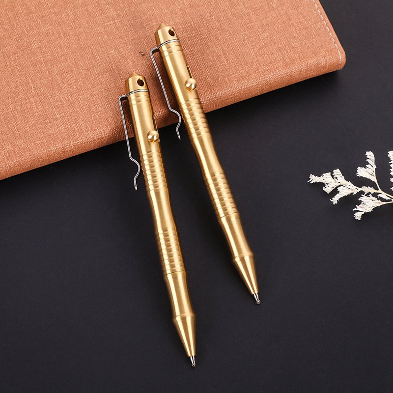 Gold Eyebolt Thread Bolt Action Tactical Pen Portable Delicate Copper Brass Solder EDC Pocket Pen With Gift Box