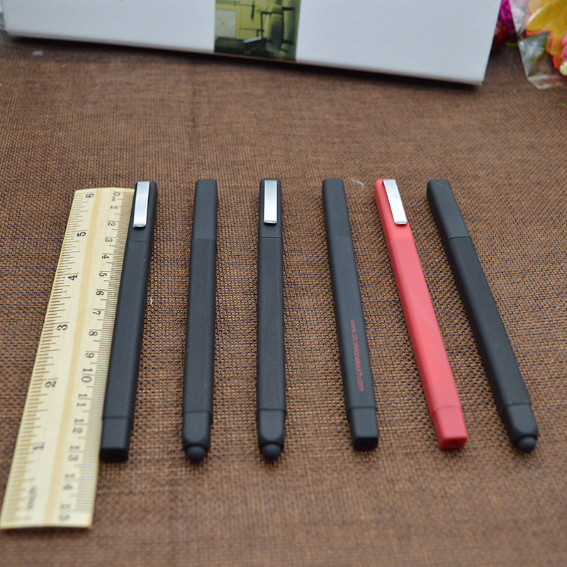 Rubberized Non Clip Personalised Printed Ballpen cube shaped hotel square ball pen with touch screen stylus