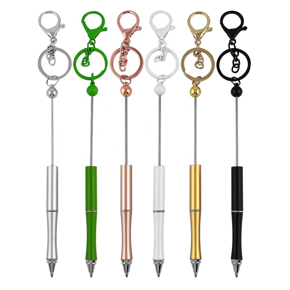 Novedades Custom Design Metal Key Chain Ring Loops Personalized Handcrafts DIY Beadable Keychain with Writing Tool Ball Pen