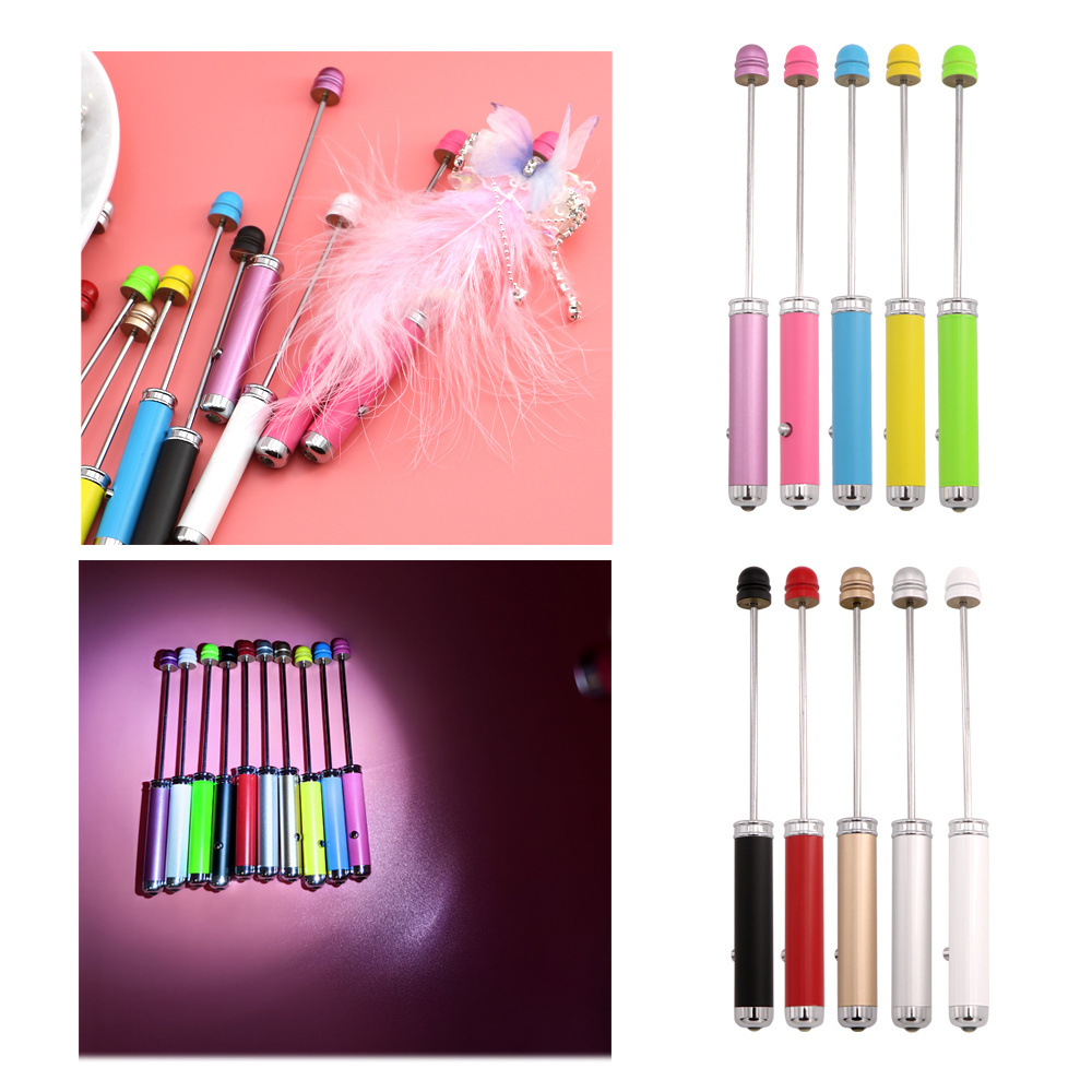 Creative Fancy Mini DIY Beads Flashlight Add a Bead Decorative Girls Kids Handmade Lamp Gifts  Custom Beadable LED Light