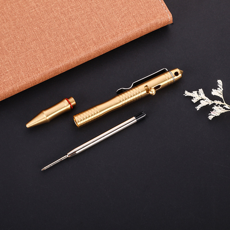 Gold Eyebolt Thread Bolt Action Tactical Pen Portable Delicate Copper Brass Solder EDC Pocket Pen With Gift Box