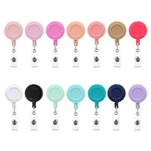 Wholesale Multicolor Blank Plastic cna Badge reels 32mm ABS  retractable badge reel with alligator clip