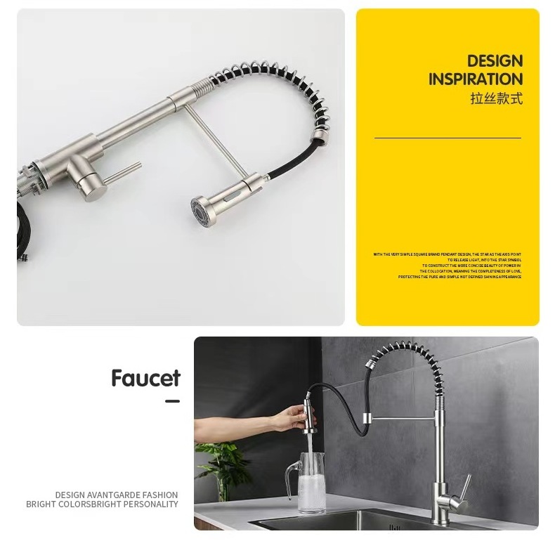 Factory Wholesale  Zinc Alloy Hot Cold Mixer Faucet With Pullout Spray Kitchen Faucet