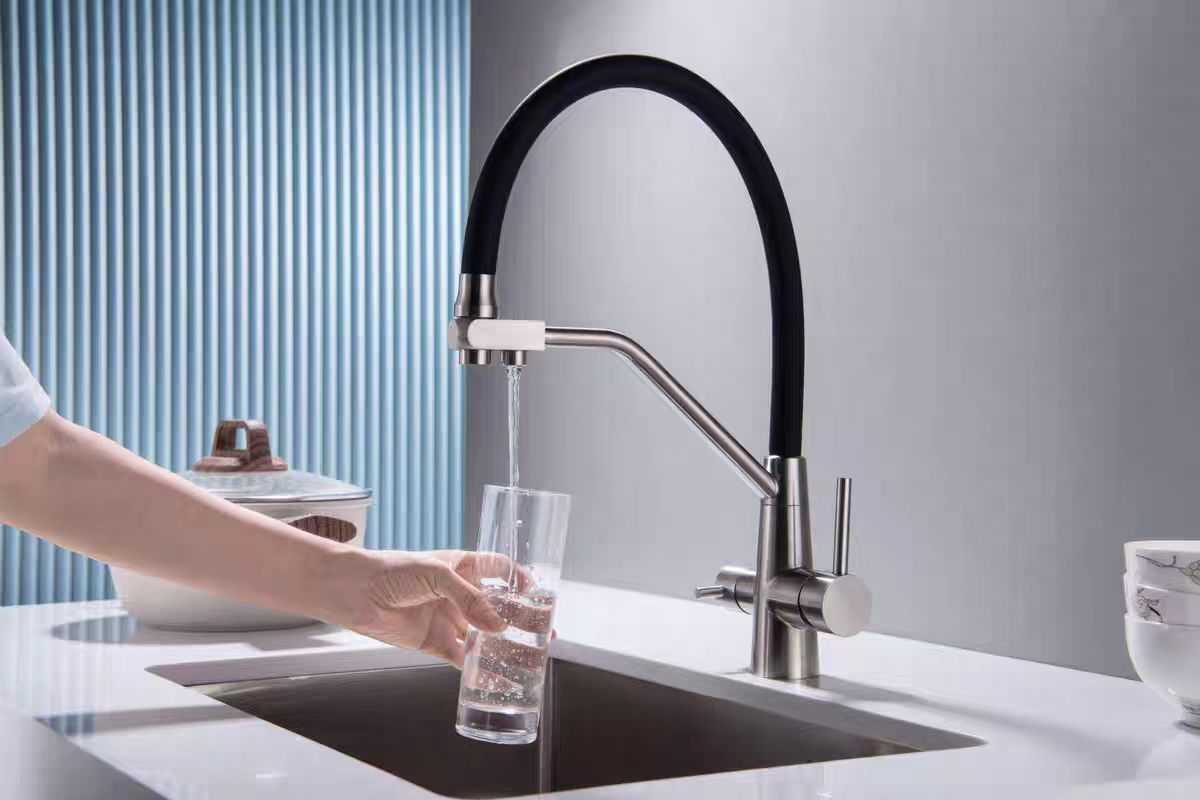 Modern Kitchen Faucet Tap Pure Water Filter Mixer Crane Dual Handles Purification Kitchen Hot and Cold Faucet