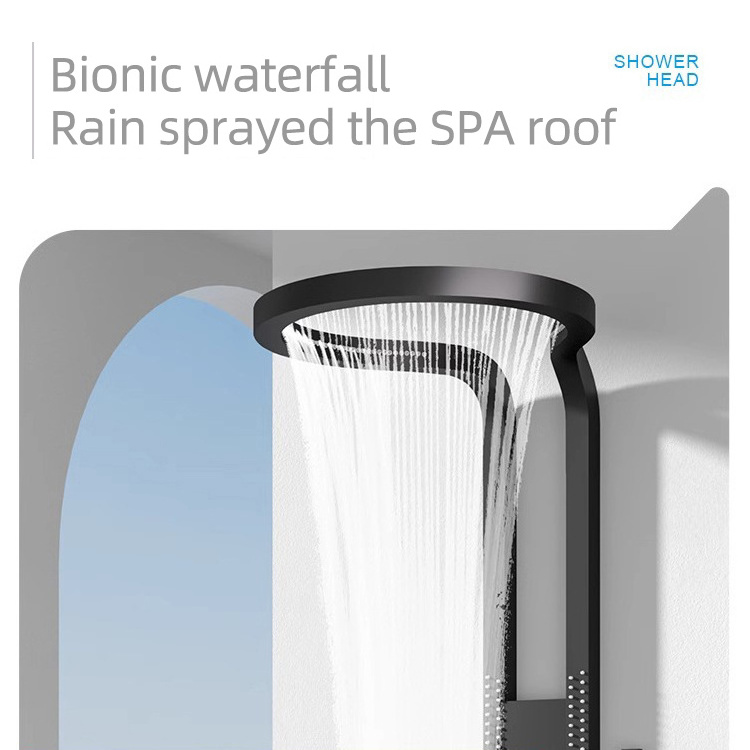 Waterfall Round Top Spray Stainless Steel Brass Spool Rain Shower System Piano Key Shower Set