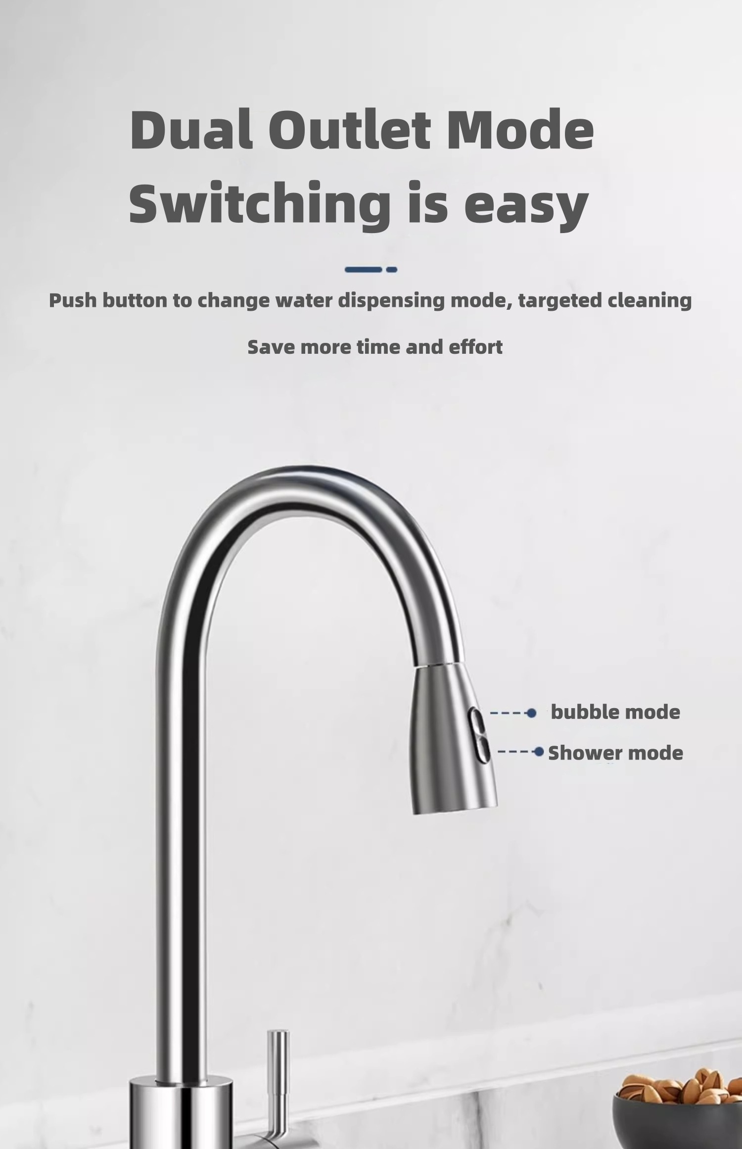 201 Stainless Steel Kitchen Taps Faucet Pull-Out Retractable Sink Faucet