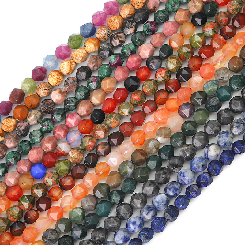 Wholesale Hot Natural Faceted 6 8 10mm Gemstone Bead Agate Loose Stone Beads For Jewelry Beaded Necklace Waist Bracelet Making