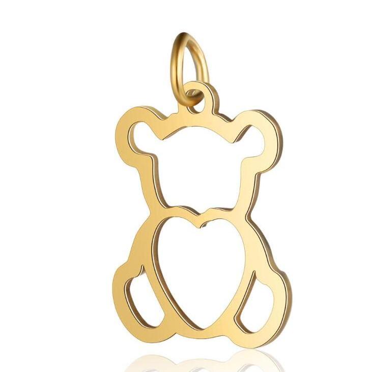 5pcs/lot 100% Stainless Steel Hollow Bear Charm Wholesale DIY Jewelry Finding Supplies DIY Jewelry Making Charm