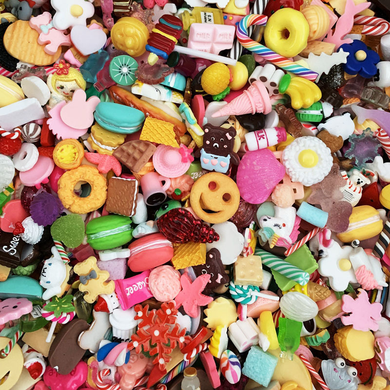 100Pcs Cartoon Serious Miniature Food Resin Charm Wholesale DIY Cream Glue Resin Accessories