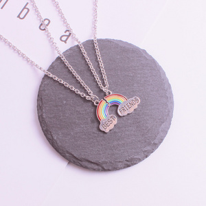 Best Friends Pendant Necklace Rainbow Pendant Necklace Stainless Steel Friendship Jewelry