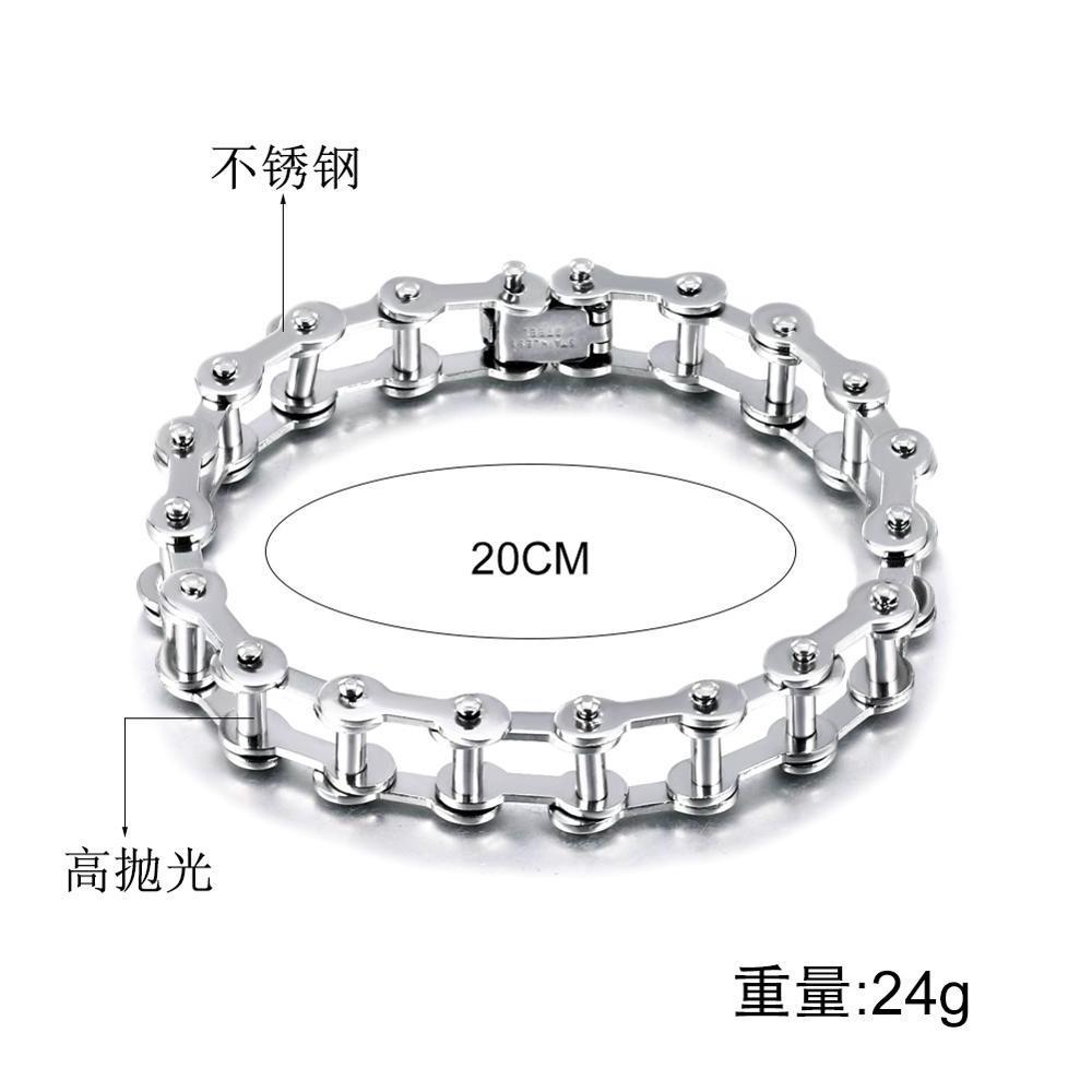 Men's Motor Bike Chain Motorcycle Chain Punk Bracelet Bangle 316 Stainless Steel Jewelry with Silicone