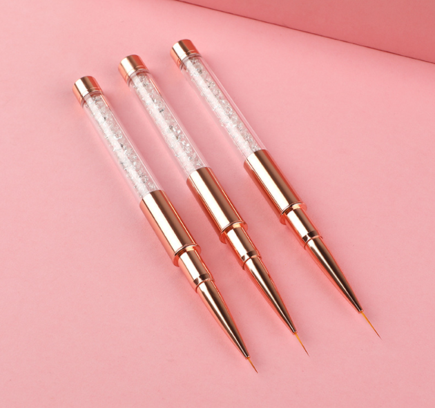 2023 Private label #2-#14 diamond handle rose gold gel oval acrylic set brush nail Metal brush set