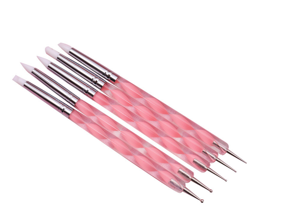 Custom acrylic handle 5pcs/Set nail art pen double head dotting nail pen nail dotting wax pen