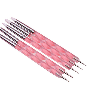 Custom acrylic handle 5pcs/Set nail art pen double head dotting nail pen nail dotting wax pen