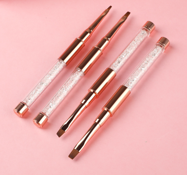 2023 Private label #2-#14 diamond handle rose gold gel oval acrylic set brush nail Metal brush set