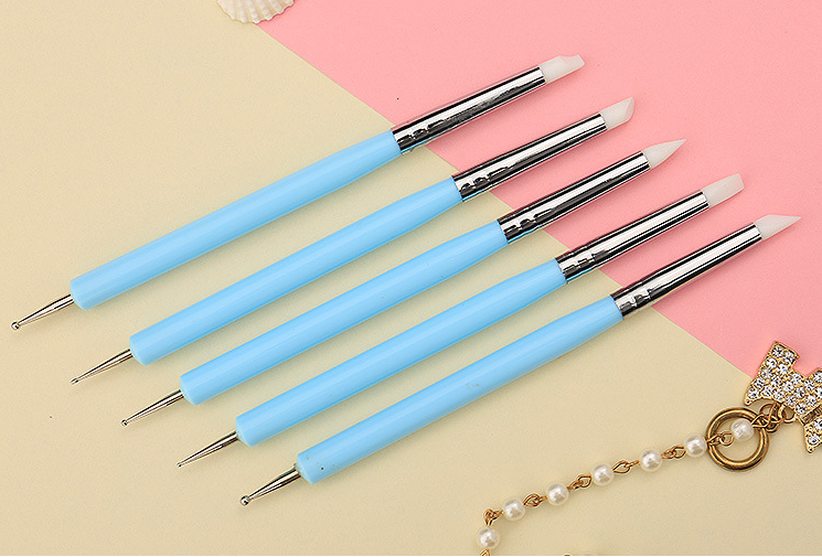 Custom acrylic handle 5pcs/Set nail art pen double head dotting nail pen nail dotting wax pen