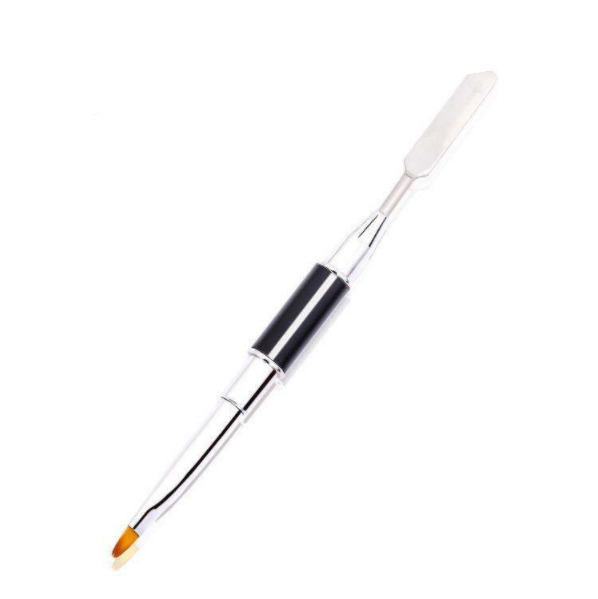 Wholesale double head metal handle nail pusher oil pen with brush tip on nail glue nail tube brush