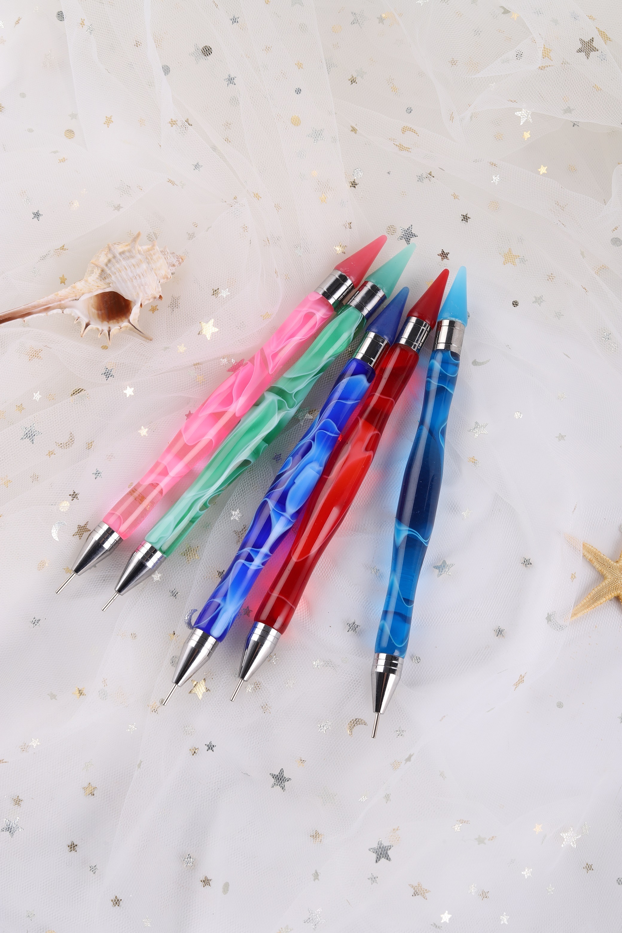 Private Label Acrylic Handle Double Head Nail Art Design Wax Picker Dotting Pen Rhinestones Picker Nail Art Dotting Tool