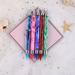 Private Label Acrylic Handle Double Head Nail Art Design Wax Picker Dotting Pen Rhinestones Picker Nail Art Dotting Tool