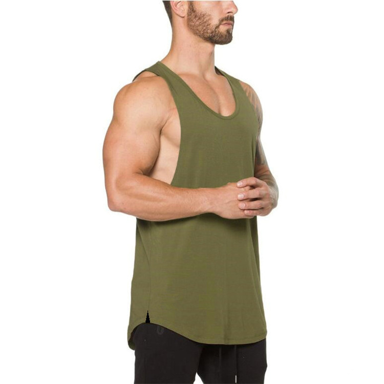 custom Solid Color hollow Ribbed Undershirt Sports Fitness Seamless Black Men Vest