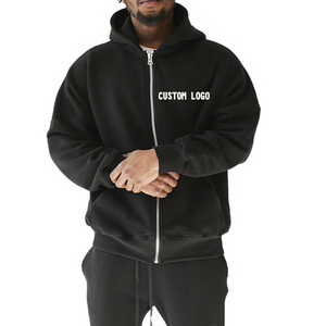 CL Custom Kangaroo Pouch Pocket plain blank black full face zip hoodie for men