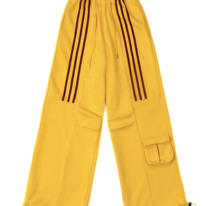 Striped Cargo Long Pants Button Track Pants Flared Sweatpants Stacked Tracksuits 400 Gsm Track Pants Men