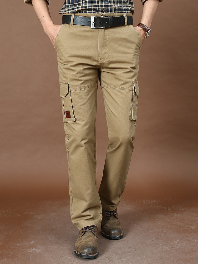 Baggy Pants Drawstring Trousers Pants with Pockets Mens Cargo Pants Wholesale Men's Stretch Khaki Custom Woven Fabric Casual