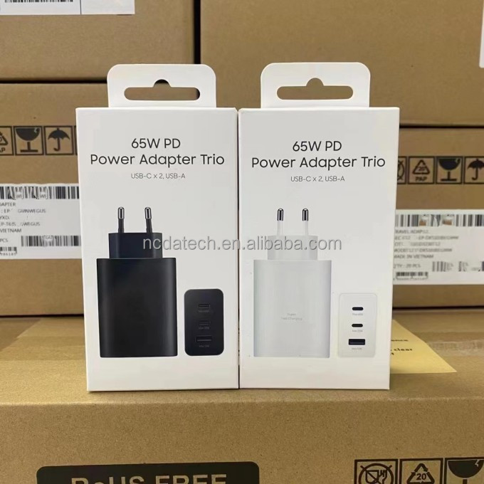 Genuine charger 65W PD power adapter Trio 3-Port Super Fast Charging Wall Charger adapter for Samsung S24 S23 S22 S21