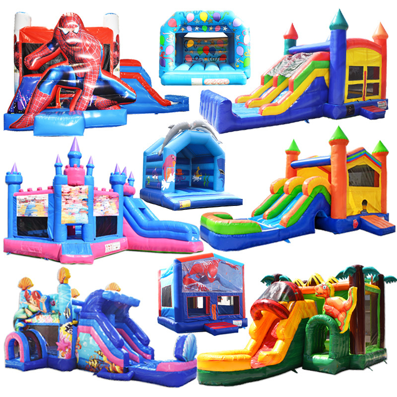 Indoor Modern Large White Bounce House With Slide Inflatable Jumping Castle Sonic Jumper Pastel Small Hooks