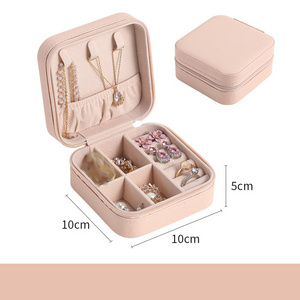 FANXI luxury arrival mini leather pu Small Travel Jewelry Box organizer women gifts custom logo jewelry storage box with mirror